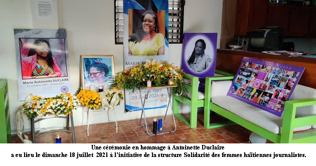 Des associations de journalistes continuent de réclamer justice pour Antoinette Duclaire et Diego Charles